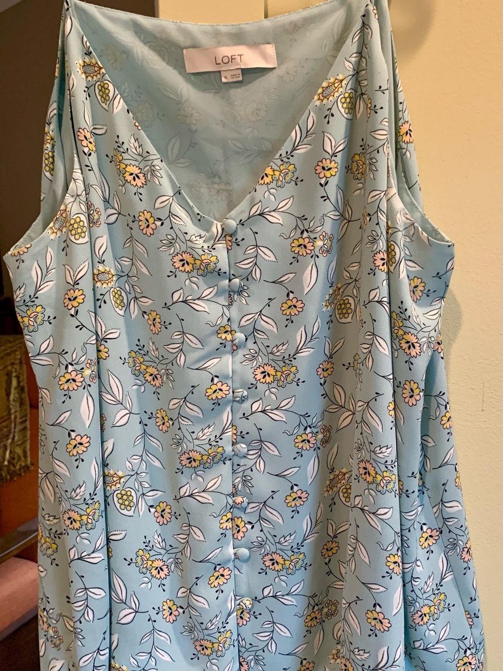 LOFT Outlet Blue Green Floral Button-Front Camisole